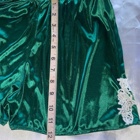 3 Pc Emerald Green Pajama Set Embroidered Flower & Lace Cami Shorts & Pants Sz M - Picture 13 of 15